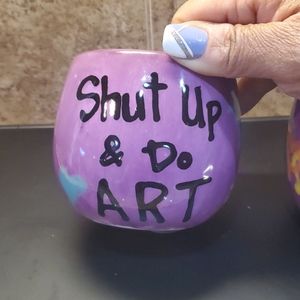 Shut up and do art/ I love you more mug